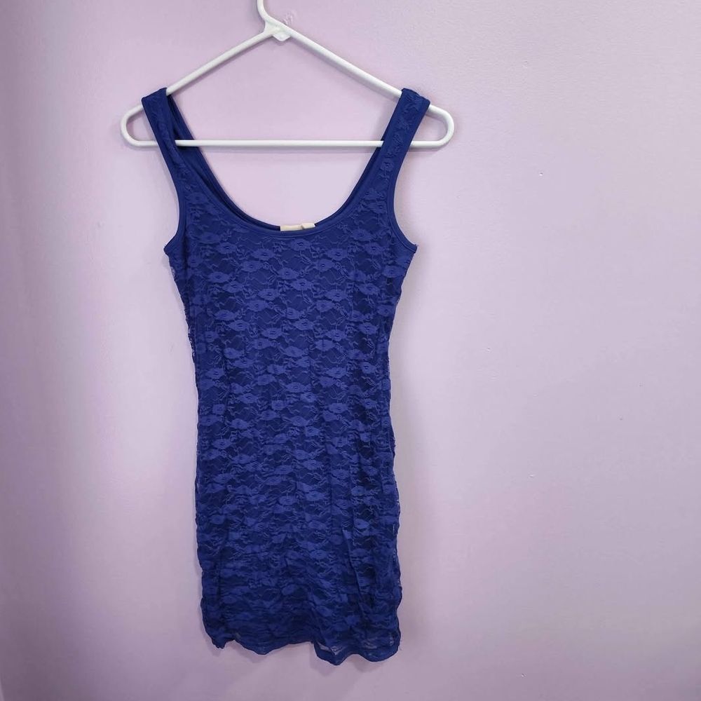 Mudd Bodycon Mini Dress Size Small Floral Lace Blue Y2K